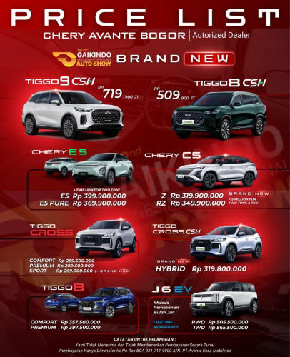 Pricelist Harga Chery cikarangpusat 2025